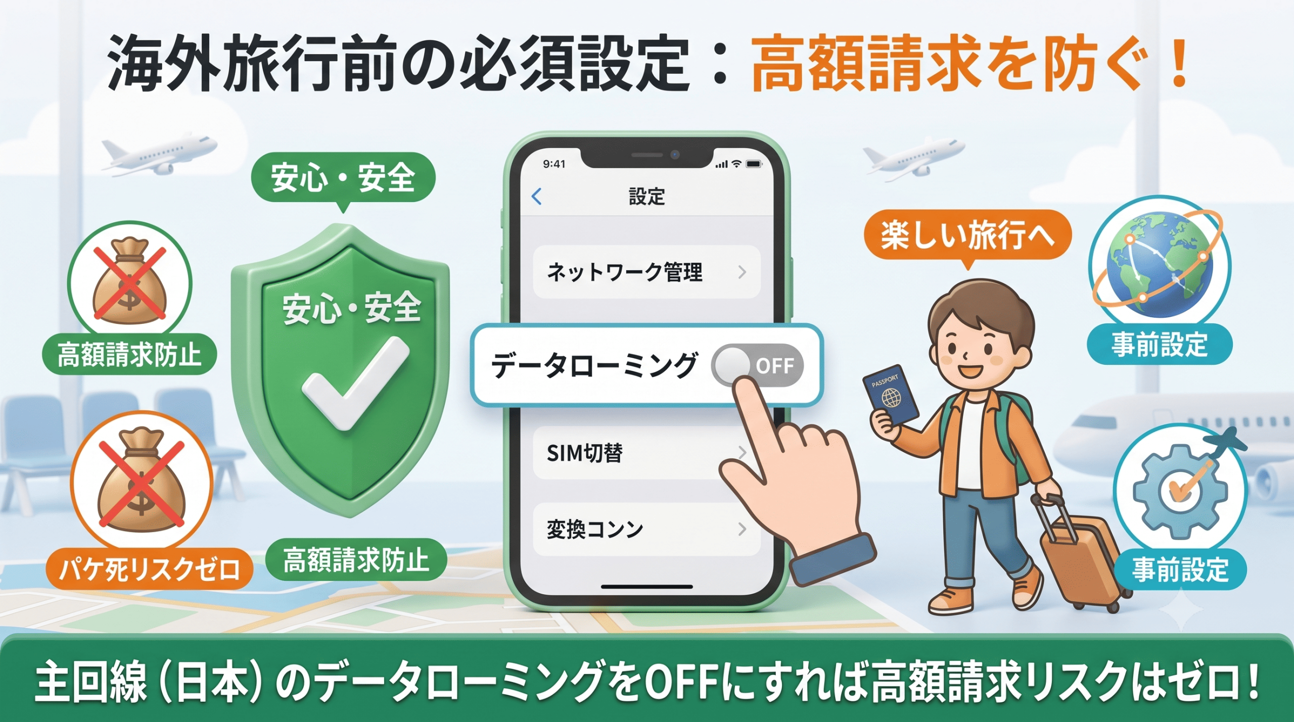 データローミングと利用回線の正しい設定方法