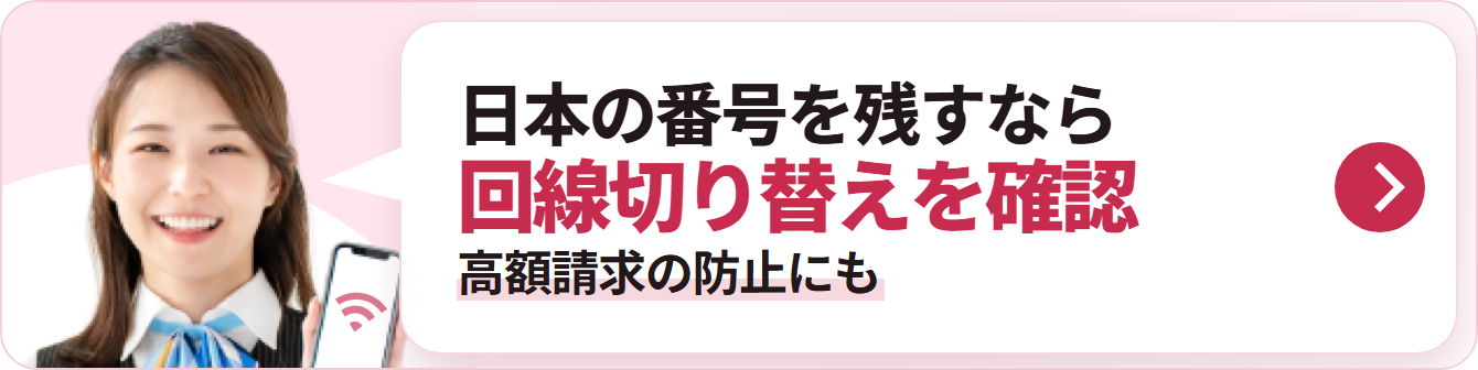 日本の番号を残すなら 回線切り替えを確認 高額請求の防止にも
