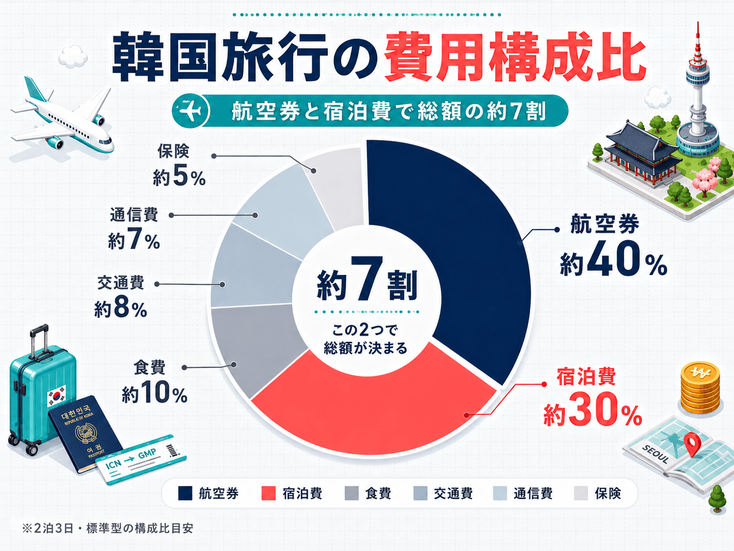 韓国旅行の費用構成比